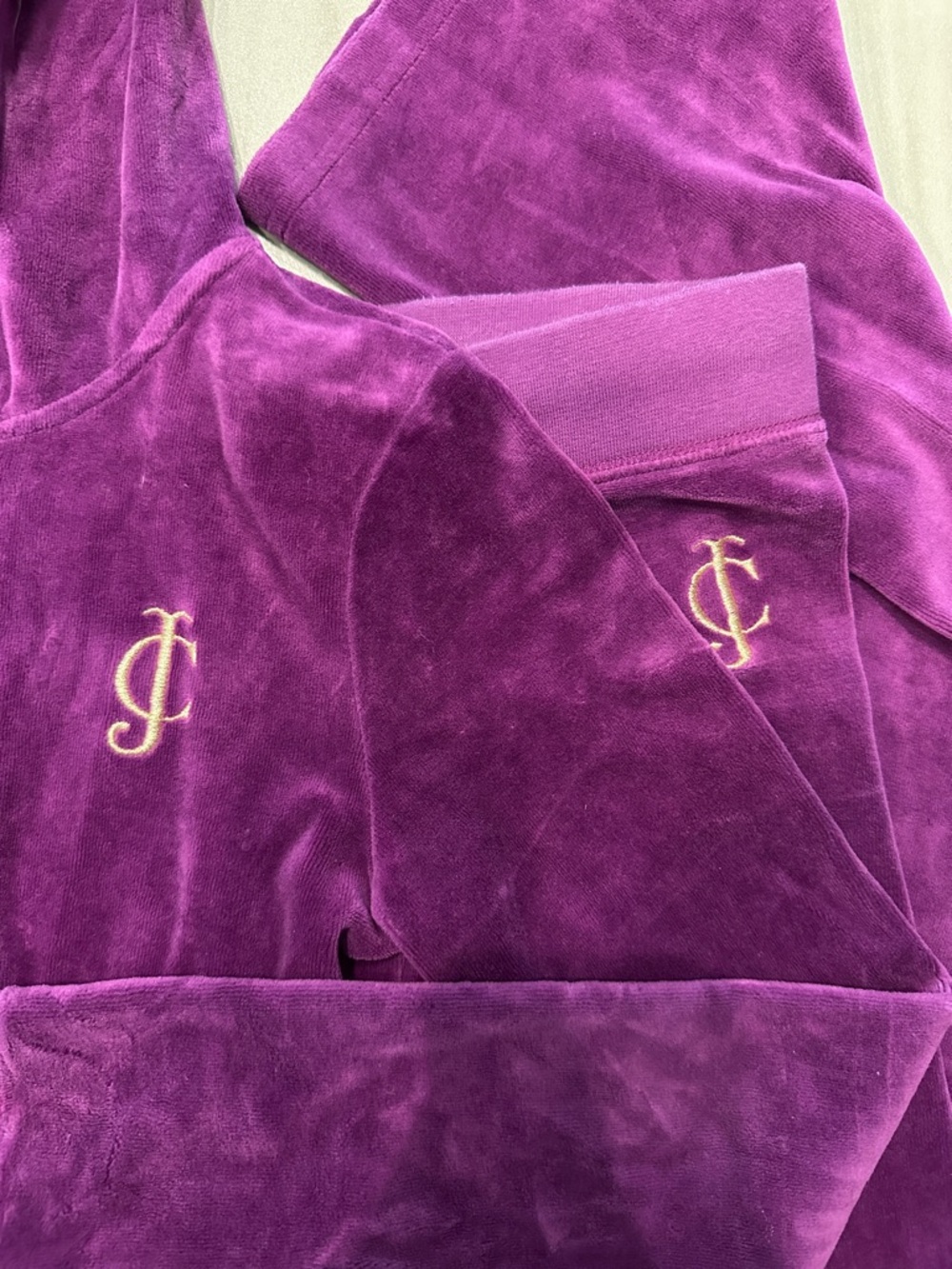 Juicy Couture Purple Velour Track Set with Embroidered JC Logo
